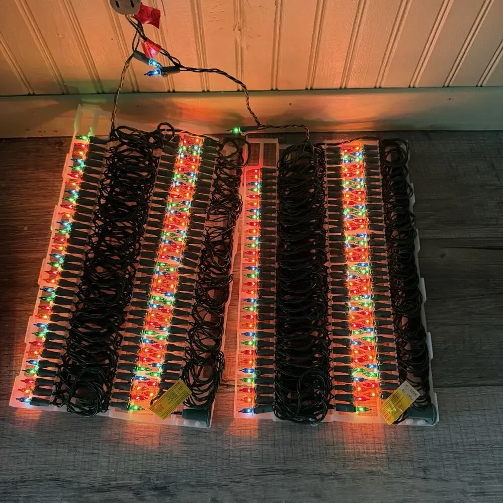 Vtg GE Christmas Lights 100 Miniature-Style Bulb Multi-Color NOS Lot 3 Mini New